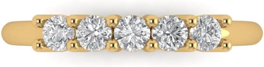 Clara Pucci 14K Yellow Gold Eternity Ring for Women - Round Cut VVS1 Zircon Simulated Diamond 0.35 Total Carat Weight - Womens Eternity Band - Stackable Wedding Band - Wedding Ring