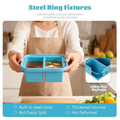1 Cup Silicone Freezer Tray With Lid,Silicone Food Freezer Molds,Soup Freezer Trays,for Freezing Soup Sauce Leftovers,Homemade Meal Prep-2 Pack by Bongpuda - Image 3
