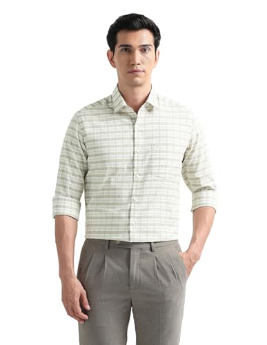 Image of Arrow Checked Slim Fit Mens Formal Shirt - Cotton, Breathable & Comfortable, Full Sleeves Shirts for Men
