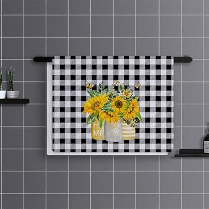 Geschirrtücher Schmetterling Gelbe Blume Handtücher Waffeltücher Küchentücher Geschirrhandtücher Saugfähige Trockentücher Küche Multi-Purpose Abtrockentücher Küche Handtuchset 4 Stück (40x60cm) – Bild 3