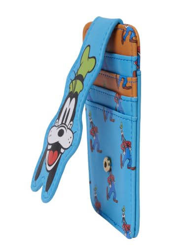Image of Disney Goofy Card Holder Women Blue Orange Slim Wallet | Small
