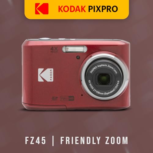 Image of Kodak PIXPRO FZ45 Digital Camera (Red) with Kingston Canvas Select Plus 32GB UHS-I microSDHC Memory Card with SD Adapter and Kratos Power 4 Pack AA High-Performance Alkaline Batteries Bundle (3 Items) | 16MP CMOS, 4x Optical Zoom, 2.7-Inch LCD, 1080p Full HD Video, Includes 32GB Class 10 SDHC and Aa Batteries, (4 Pack)