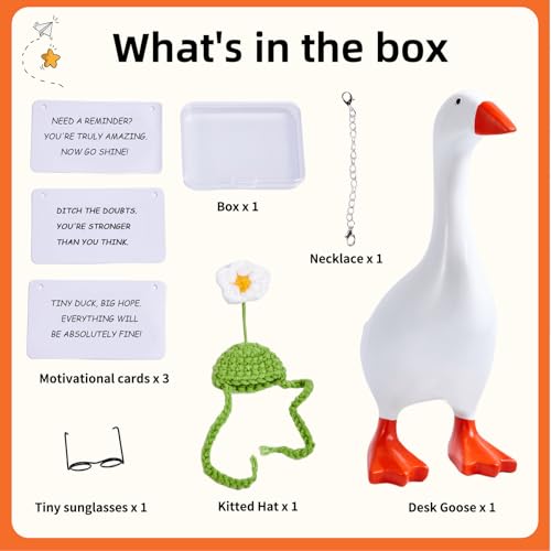 IVENOKII 7 Inch Mini Desk Goose Figurine - Cute Kawaii Resin Desktop Duck Decor, Magnetic Key Holder with Motivational Support Cards, Aesthetic Office & Porch Decor, Positive Gift for Women — view 6