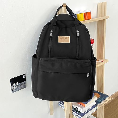Schoolbag Female College Students Simple Senior Sense High School High School Students Small 𝐂rescent (Black, One Size)3