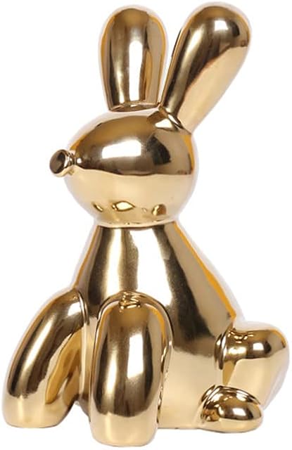 Balloon Dog Sculpture, ceramic Creative Animal Figurine Balloon Dog Statue Modern Desktop Decoration,Gold Home Décor ,for Home Bedroom Living Room Office (Rabbit)