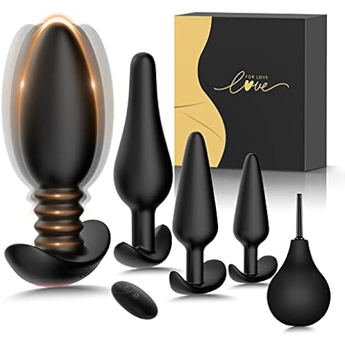 Linsecn Anal Butt Plug Set Sex Toys- 5PCS Vibrating Butt Plug Anal Vibrator Toys Training Kit with 10 Vibration Modes, Prostate Massager Remote Control Plugs, Adult Sex Toy for Men Women or Couples