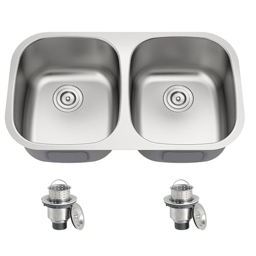 Joviprime JKD33228D-5050 32 Inch Undermount Double Bowl Kitchen Sink 50/50 18 Gauge 304 Stainless Steel Spacious Double Bowl Design Sink thumb #1