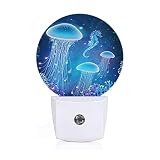 Axayaz Jellyfish and Seahorse Plug in Night Light Fantasy Undersea World Animal with Blue Light Auto