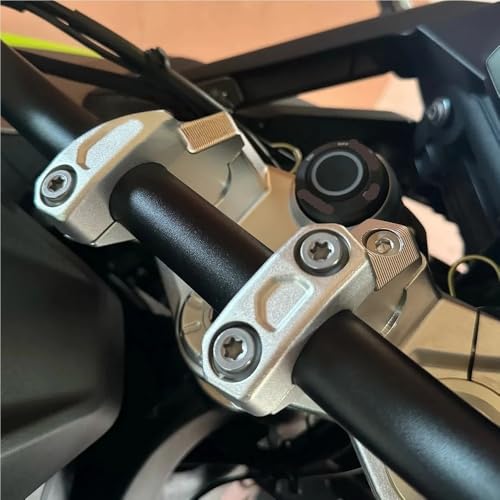 Abrazadera de manillar elevadora CNC en aluminio plateado para moto Voge 900 DSX 5