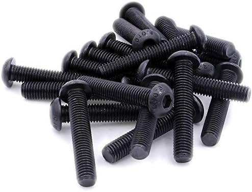 M8 (8mm x 60mm) Hex Socket Button Machine Screw (Bolt) - Black Steel (Pack of 10)