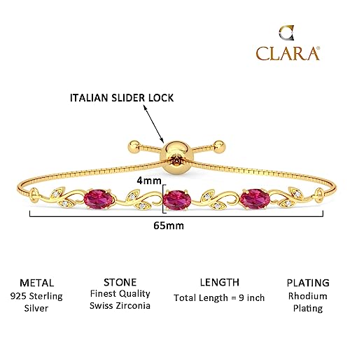 Clara 925 Pure Silver Golden Ruby Hand Bracelet | Adjustable, Gold Plated, Anti Tarnish, Swiss Zirconia | Rakhi Rakshabandhan Gift for Sister Bhabhi| Gift for Women and Girls 5 Clara 925 Pure Silver Golden Ruby Hand Bracelet | Adjustable, Gold Plated, Anti Tarnish, Swiss Zirconia | Rakhi Rakshabandhan Gift for Sister Bhabhi| Gift for Women and Girls - Image 5