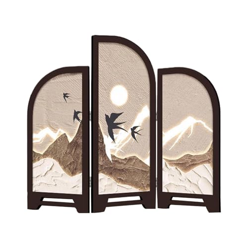 HuadaXtai Mini Paravent Pliable à 3 Panneaux pour Exposition d'art Chinois, Style D