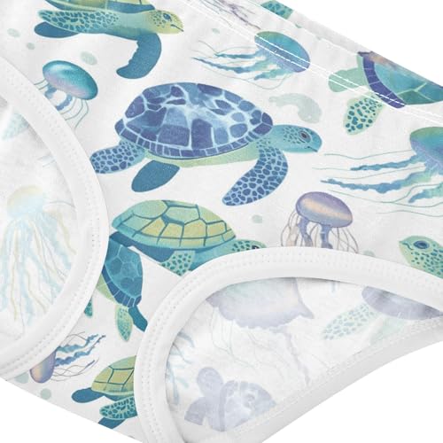 Wusikd Sea Turtle Girls' Underwear Cotton Jellyfish Girls Briefs Soft Toddler Underwear 2T4