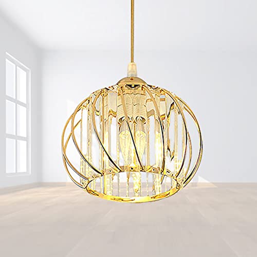 Lampe à Suspension Rétro en Métal or Cage E27 Suspension Industrielle,Lustre LED Moderne Simple Cuisine Salon Suspension Luminaire Créatif Antique Lampe Suspension E27 pour Cuisine Chambre