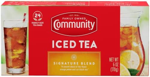 Community Coffee Porch Breeze Signature Iced Tea Bags, Family Size, Box of 24 Bags (Pack of 6)