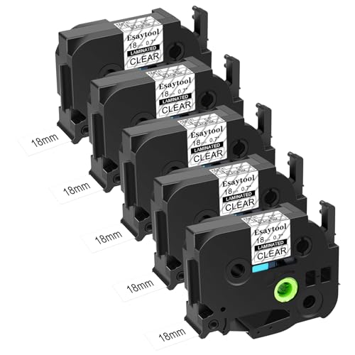 Esaytool 5 X Compatible with P-Touch TZe-141 AZE-141 TZ-141 Black on Clear 18mm 0.7'' Laminated Label Tape Replacement for Ptouch PT-1300 PT-2030 PT-300 PT-D400AD PT-E550W PT-P950NW Label Maker -  MGKJ, MG-US-L-AZE-141-5PK
