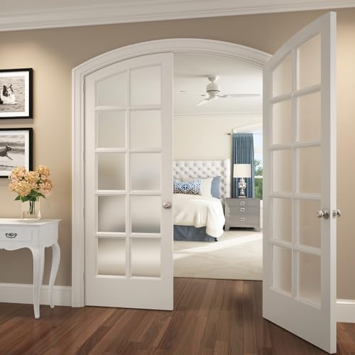 Image of Schlage F40 V GEO 619 Georgian Door Knob, Bed & Bath Privacy Lock, Satin Nickel