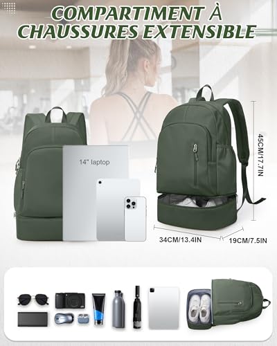 Sac à dos de sport suradar avec compartiment chaussures imperméable et pliable - 2