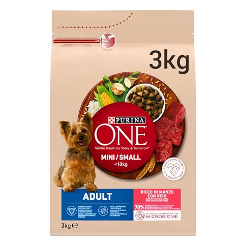 Purina ONE MINI Crocchette Cani Adult con Manzo e Riso, 1 Sacco da 3 Kg