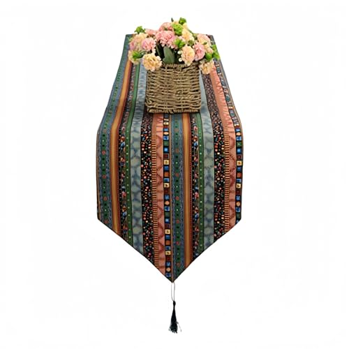 Camino para Mesa Bandera De Mesa De Algodón Y Lino, Decoración De Estilo Étnico, Mantel Retro para Cama, Cuadros Morados, 30X160CM