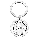 Keychain for Uncle Grandma Grandpa and Grandson Granddaughter Best Friend for Life Key Chains Gifts for Birthday Christmas (Grandpa & Granddaughter)