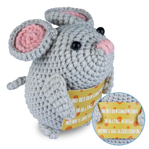 WenmthG Glücksbringer Pocket Hug Maus Kartoffel - Mutmacher, Gute Besserung, Positives Geschenk mit Maus-Puppe