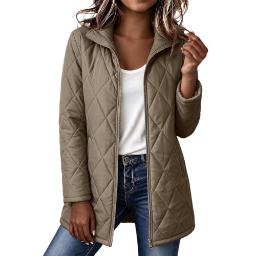Quilted Jackets for Women Lightwight Fall Winter Mid Length Padded Coats - image 6