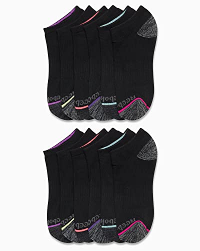 Image of Reebok Womens No Show Socks Moisture Wicking Cushion Low Cut Socks 12 Pack | Stretch Performance Fabric, Cushioned Heel and Toe, Arch Support, Comfort Seam, Shoe Size 4-10