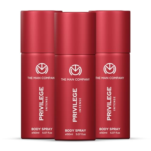 Image of The Man Company Privilege Intense Deodorant for Men -150ml, Pack of 3 | Premium Body Spray | Long-Lasting Fragrance | Perfect Deo Set For Everyday Use | Gift for Husband, Boyfriend