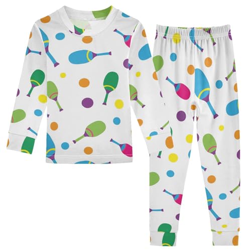 Pajama Sets Long Sleeve Colorful Maracas on White Soft Comfy Sleepwear 2 Piece PJS 3-8T