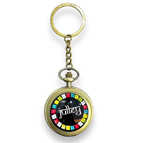 Image of AUGEN Premium Pocket Watch Metal Keychain Julley Tibetan Lung ta Om Mani Padme Hum Ladakh D Retro Vintage for Gifting With Key Ring Anti-Rust (Pack Of 1)