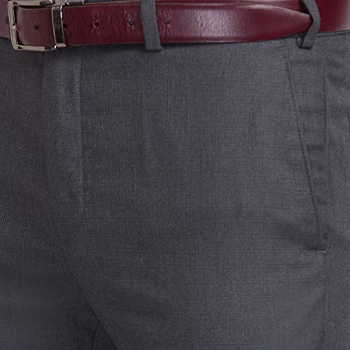 Image of Raymond Men's Slim Men's's PLEATLESS FIT Dark Grey Formal Trouser