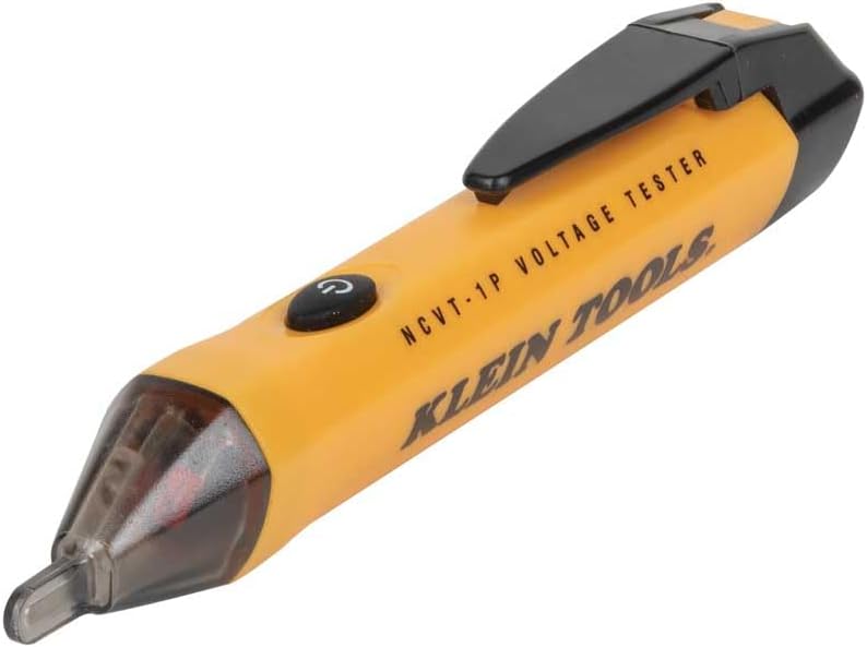 Probador de voltaje Klein Tools NCVT1P, bolígrafo probador de bajo voltaje sin contacto, 50 V a 1000 V CA, alarmas LED audibles e intermitentes, clip de bolsillo