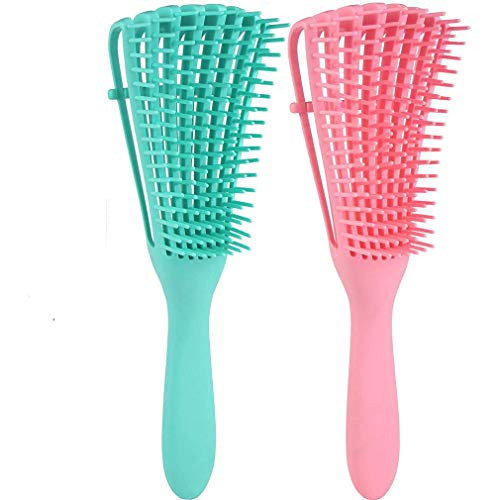 2 Pack Detangling Brush For Natural Hair-Detangler For Afro America 3A To 4C Kinky Wavy, Curly, Coily Hair, Detangle Easily With Wet/Dry, 2 Color #TOP4
