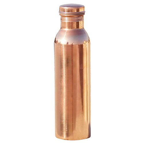 Fijoo Best Pure Copper Water Bottle - NEW Improved Cap - 1000ml/34oz Capacity - Joint Free & Leak Proof - Ayurvedic Purity Health Benefits - Great for Sports, Gym, Yoga & Travel