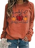BOMYTAO Thankful Blessed & Kind of A Mess - Sudadera para mujer, diseño de Acción de Gracias, camiseta de manga larga para otoño, anaranjado (Orange-2), Large