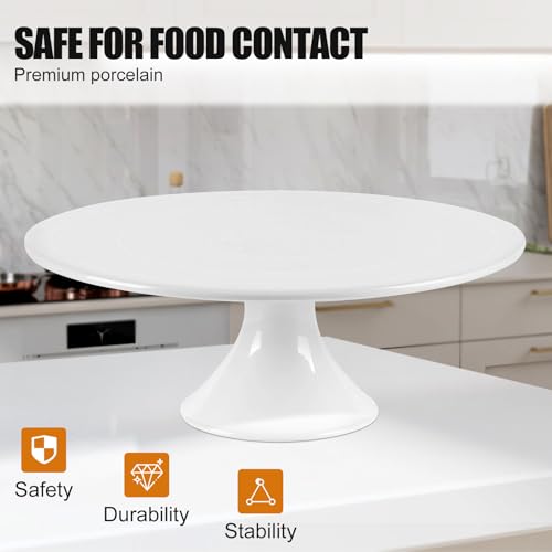Komokeru White Cake Stand, 11.7 Inch Porcelain Cake Stand Wedding Cake Display Stand for Party, Round Cake Plate Cake Stands for Birthday, Baby Shower, Dessert Table Display