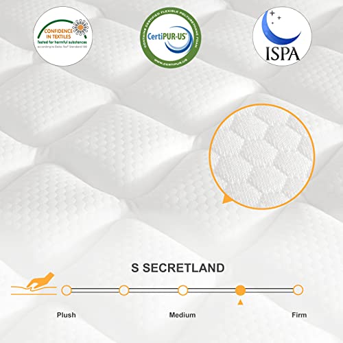 S Secretland 10 Inch Full Innerspring Hybrid Mattress + 42 Inch Platform Bed Frame (Grey) #TOP2