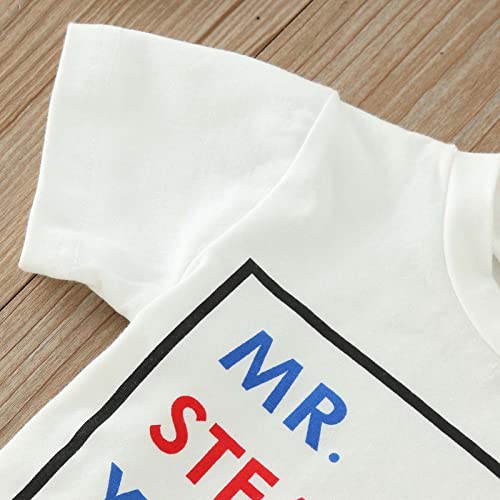 MRAFDGFB Conjunto para bebês meninos meninos e crianças pequenas dia da independência verão manga cu