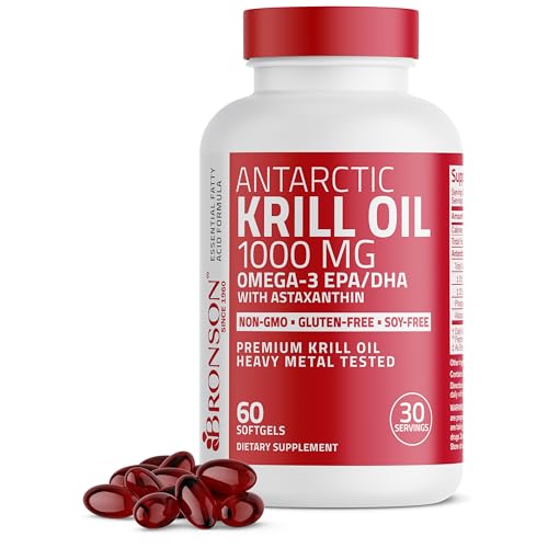 Bronson Antarctic Krill Oil 1000 mg with Omega-3s 60 Softgels