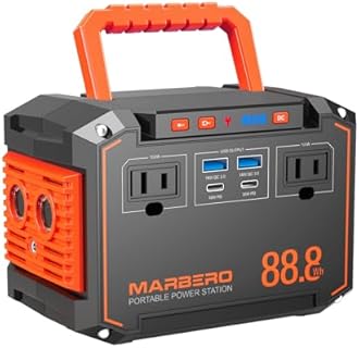 MARBERO 88.8Wh Portable Power Station Backup Lithium Battery Solar Generator 150W Max AC & 30W USB-C Output for Camping Hiking RV Off-Grid Living CPAP Home Outage Emergency (Solar Panel Optional)