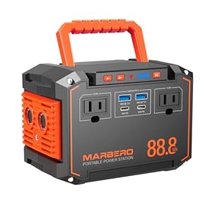 MARBERO Portable Power Station 88.8Wh 150W Peak Camping Portable Power Bank with AC Outlet 110V(2*USB A, 2*USB C, 2*AC) Solar Generator with LED Light for Outdoor Travel Home Emergency Hurricane