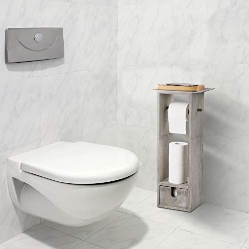 NEX Toilet Paper Holder, Bathroom Toilet Tissue Paper Roll Holder Stand and Dispenser with Storage, Rustic Gray-Green