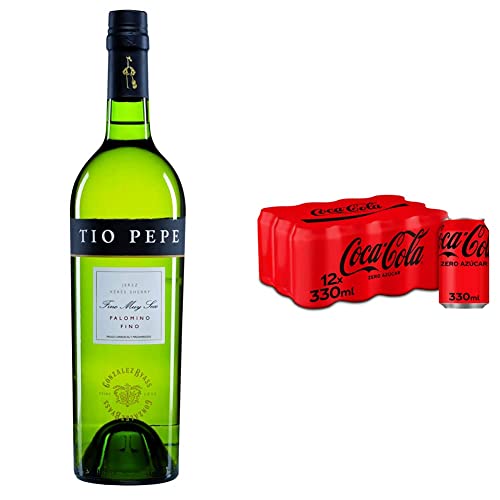 Tío Pepe - Vino Fino D.O. Jerez - 1000 ml & Coca-Cola Zero Azúcar, 12 x 330ml