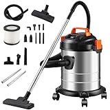 Qawner Industriestaubsauger 1200W, Mit Steckdose, Blasfunktion, Trocken-Saugen & Nass-Saugen, 6m Arbeitsbereich, Tragbar Mehrzwecksauger 20L, ohne Beutel, für Werkstatt und Baustelle (Schwarz)