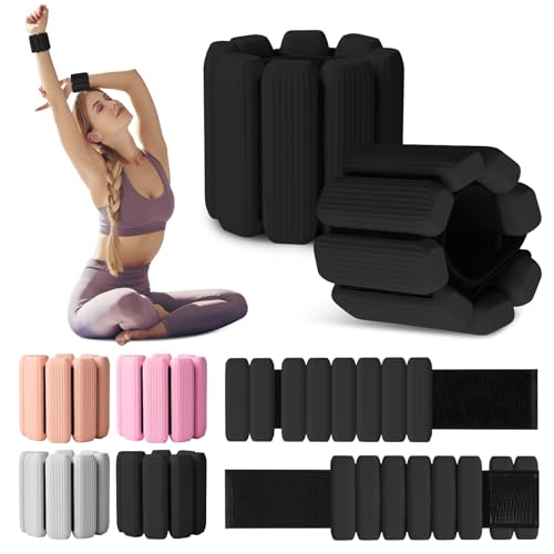 Wrist Weights Set of 2(1Lbs Each), Wearable Wrist Ankle Weights for Women & Men, Adjustable Arm & Leg Weights for Walking, Yoga, Swimming, Gym (Black)