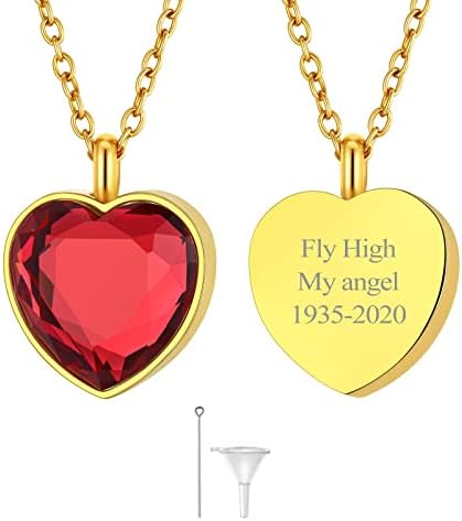 FindChic Waterproof Birthstone Ashes Necklace for Women Men Memorial Keepsake Urn Jewelery with Filling Kit Crystal Vial Necklace