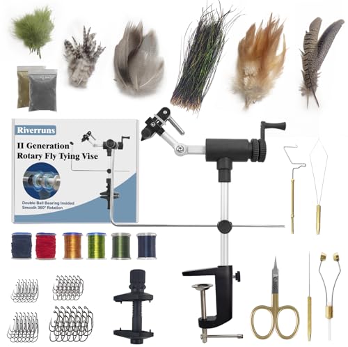 Aventik MicroGrip II Generation Rotary Fly Tying Vise Complete Vise Tools & Materials for Professional-Quality Flies (MicroGrip Pro Kit)