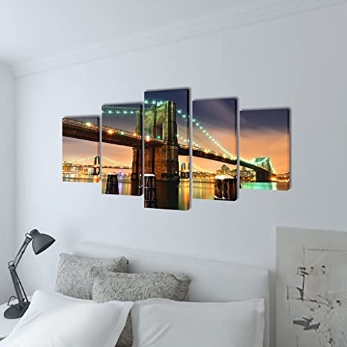 Kangmusi 241553 - Cuadro decorativo (200 x 100 cm), diseño de puente Brooklyn, multicolor