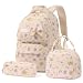 Amythe 3-teilige Schulrucksack Set für Mädchen 3.-7. Klasse 22L Beige
